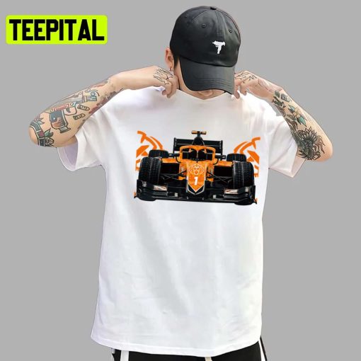 Car With Orange Camouflage Formula 1 Car Racing F1 Unisex T-Shirt