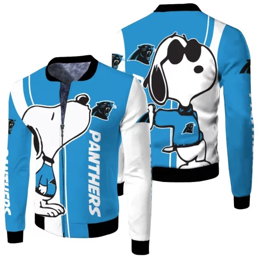 Carolina Panthers Snoopy Lover 3d Printed Fleece Bomber Jacket