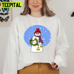 Carrying Holly Wreath Snowman Christmas Unisex Sweatshirt