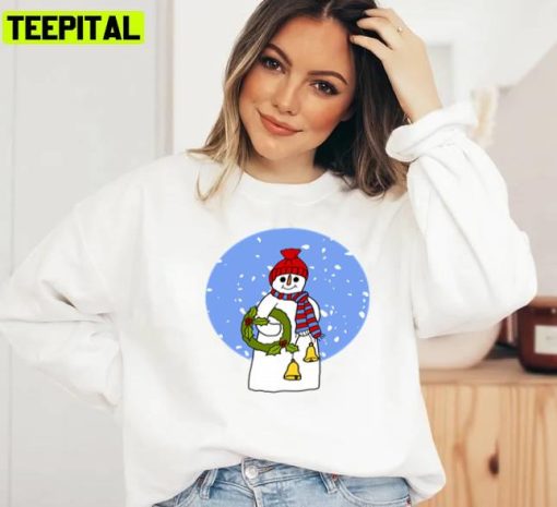 Carrying Holly Wreath Snowman Christmas Unisex Sweatshirt