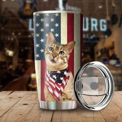 Cat Bengal Cat America Flag National Day Stainless Steel Cup