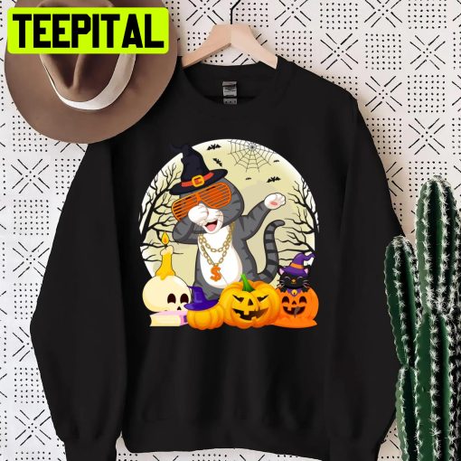 Cat Dad Three Pumkins Halloween Shirt