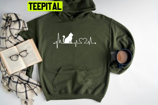 Cat Heartbeat Cute Kitty Trending Unisex Hoodie