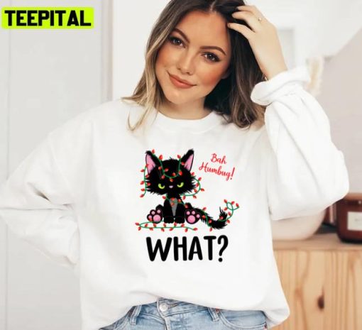 Cat What Funny Black Cat Tangled In Unisex Sweatshirt