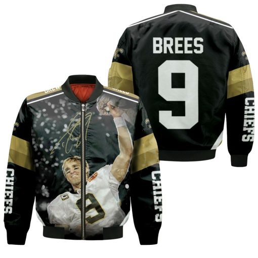 Champion Drew Brees New Orleans Saints Golden Signed Bomber Jacket