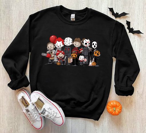 Characters Horror Movie Graphic Friends Killers Pumpkin Halloween Unisex Sweatshirt