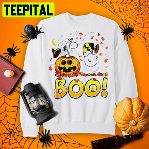 Charlie Brown Woodstock And Snoopy Boo Happy Charlie Brown Cool Halloween Shirt