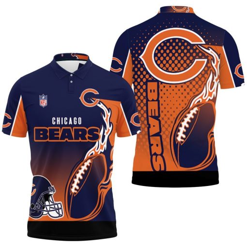 Chicago Bears Nfl Bomber 3d Jersey Polo Shirt