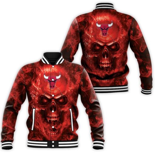 Chicago Bulls Nba Fans Skull Baseball Jacket