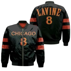 Chicago Bulls Zach Lavine 8 2020 Nba Black Jersey Bomber Jacket