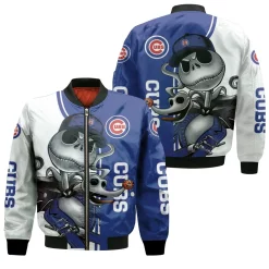 Chicago Cubs Jack Skellington And Zero Bomber Jacket