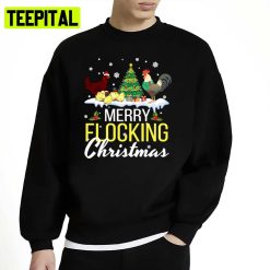 Chicken Noel Hats Dancing On Snow Merry Flocking Christmas Unisex Sweatshirt