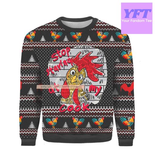 Chicken Stop Staring At My Cock Merry 2022 3d Ugly Christmas Sweater