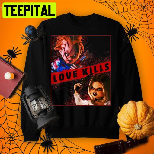 Child’s Play Child’s Play Chucky And Tiffany Love Kills Cool Halloween Shirt