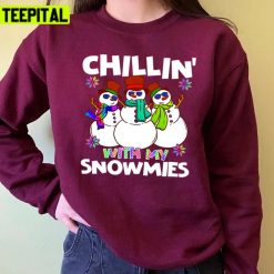 Chillin With My Snowmies Cute Rainbow Color Unisex Sweatshirt