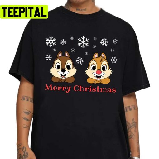 Chip And Dale Merry Christmas Greetings Unisex Sweatshirt