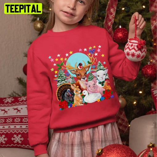 Christmas Animals ’tis The Season To Be Kind Unisex Sweatshirt