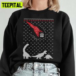 Christmas Dinosaurs Present Knit Pattern Ugly Unisex Sweatshirt