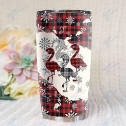 Christmas Tartan Flamingo Stainless Steel Cup