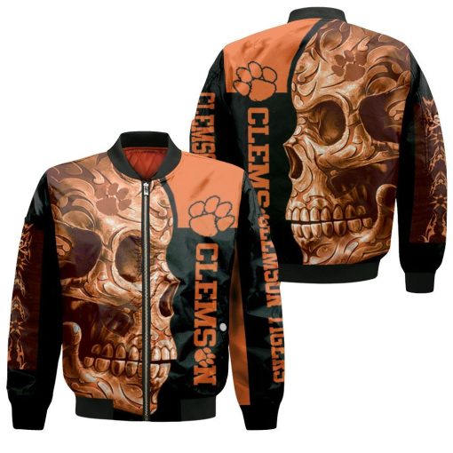 Clemson Tigers Ncaa Skull 3d Jersey Bomber Jacket