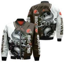 Cleveland Browns Jack Skellington And Zero Bomber Jacket