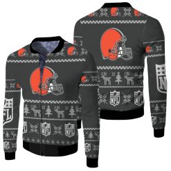 Cleveland Browns Nfl Ugly Sweatshirt Christmas 3d Fleece Bomber Jacket