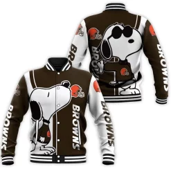 Cleveland Browns Snoopy Lover 3d Printed Baseball Jacket