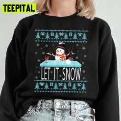 Cocaine Snowman Let It Snow Funny Knit Pattern Ugly Unisex Sweatshirt