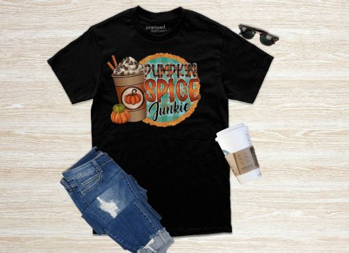 Coffee and Autumn Leaves Halloween T-Shirt