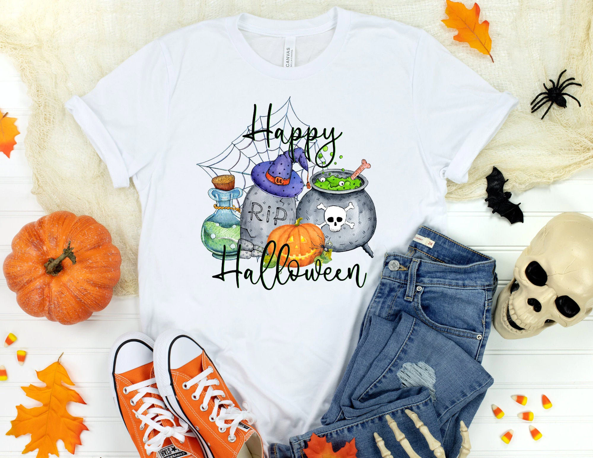 Color Fall Spooky Pumpkin Halloween Unisex T-Shirt
