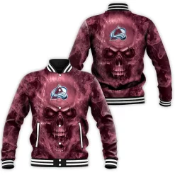 Colorado Avalanche Nhl Fans Skull Baseball Jacket