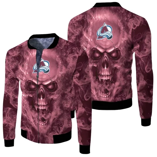 Colorado Avalanche Nhl Fans Skull Fleece Bomber Jacket