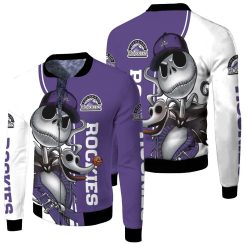 Colorado Rockies Jack Skellington And Zero Fleece Bomber Jacket