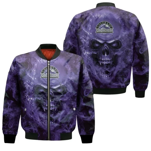 Colorado Rockies Mlb Fans Skull Bomber Jacket