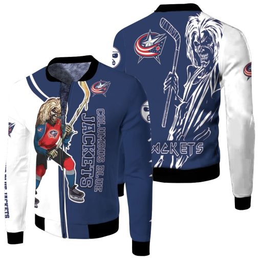 Columbus Blue Jackets And Zombie For Fans Fleece Bomber Jacket