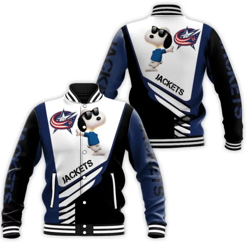 Columbus Blue Jackets Snoopy For Fans 3d Baseball Jacket