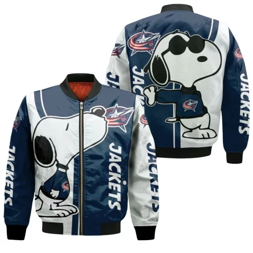 Columbus Blue Jackets Snoopy Lover 3d Printed Bomber Jacket