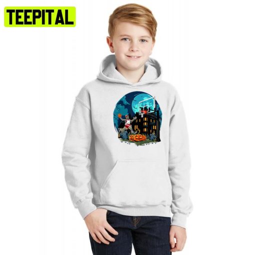 Cool Basketball Skeleton Bones Trick Or Treat Halloween Illustration Hoodie