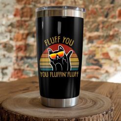 Cool Black Cat Wearing Glasses Fluff You Stainless Steel Cup