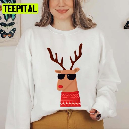 Cool Sunglasses Reindeer Merry Christmas Dude Unisex Sweatshirt