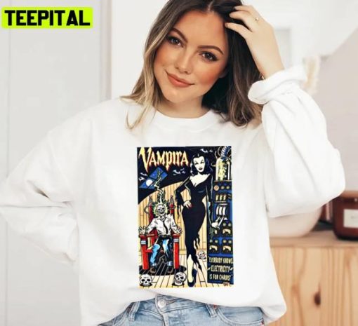 Cool Vampira Halloween Graphic Unisex Sweatshirt