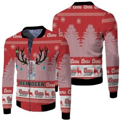 Coors Light Reinbeer Ugly Christmas 3d Jersey Fleece Bomber Jacket