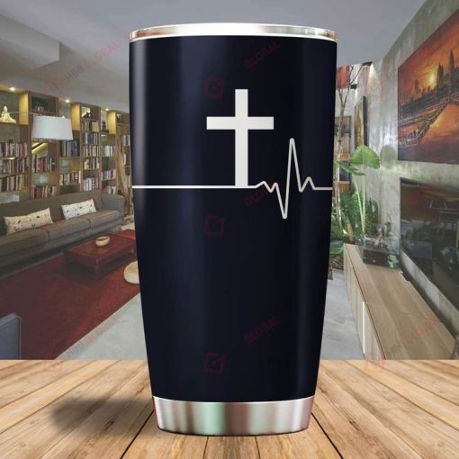 Cross Heartbeat God Jesus Travel Stainless Steel Cup