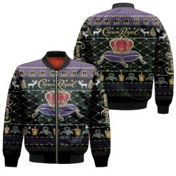 Crown Royal Whisky Wine Ugly Christmas 3d Jersey Bomber Jacket