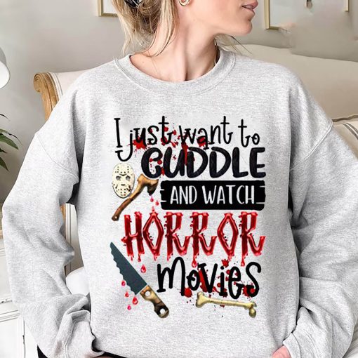 Cuddle And Watch Horror Movies Horror Pumpkin Halloween Unisex Sweatshirt