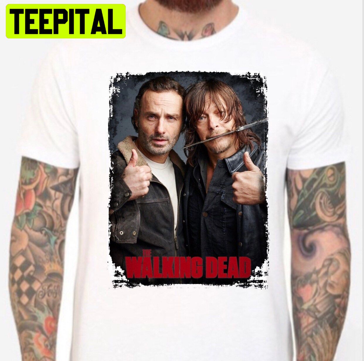 Custom Made Rick And Daryl From The Walking Dead Andrew Lincoln Norman Reedus Halloween Trending Unsiex T-Shirt