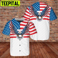 Custom Name American Eagle Patriot Golf US Flag 3D BaseBall Jersey Style 2 Golfer