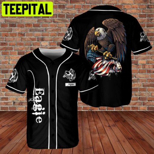 Custom Name Awesome Eagle America Flag 3D AOP Baseball Jersey Indenpend Veteran Days