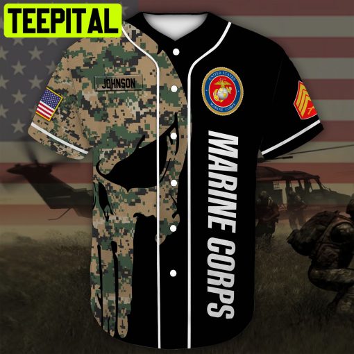 Custom Name Baseball Jersey United States Marine Corps All Over Printed Trending Baseball Jersey