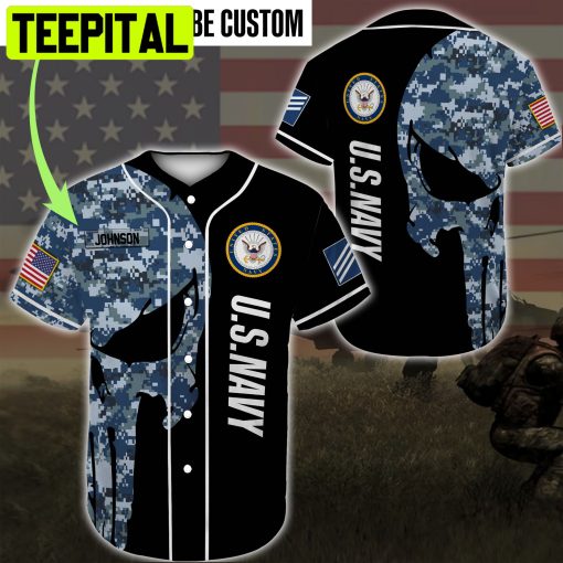 Custom Name Baseball Jersey United States Navy Veteran All Over Printed Trending Baseball Jersey